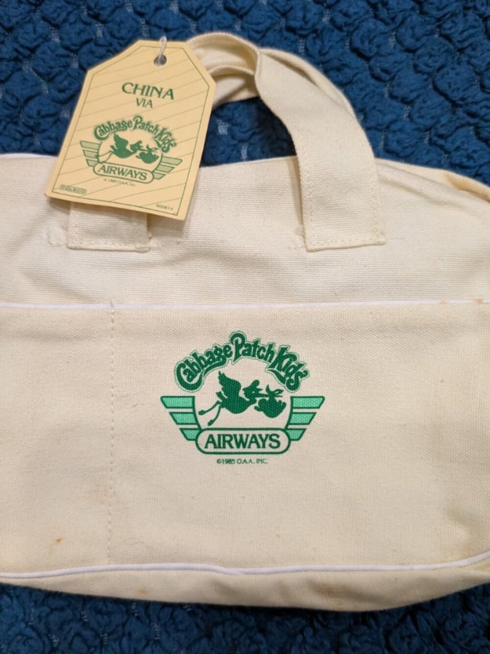 Vintage 1985 Cabbage Patch Kids Airways Canvas Flight Bag Coleco w/ Original Tag